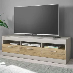 Wohnen Tv & Hifi-Möbel|Lowboards<TV Unterschrank in Hellgrau & Zinneiche NB - Lioscas