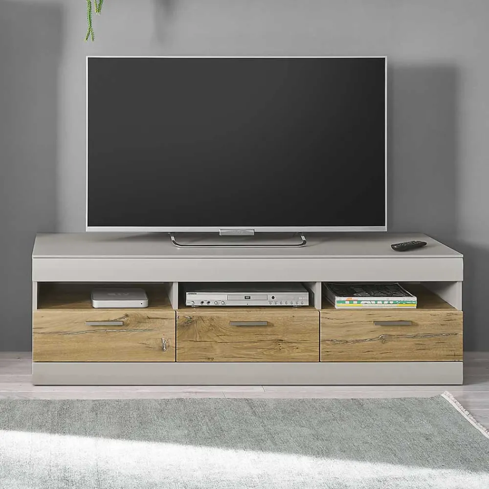 Wohnen Tv & Hifi-Möbel|Lowboards<TV Unterschrank in Hellgrau & Zinneiche NB - Lioscas
