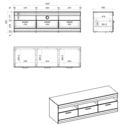Wohnen Tv & Hifi-Möbel|Lowboards<TV Unterschrank in Hellgrau & Zinneiche NB - Lioscas