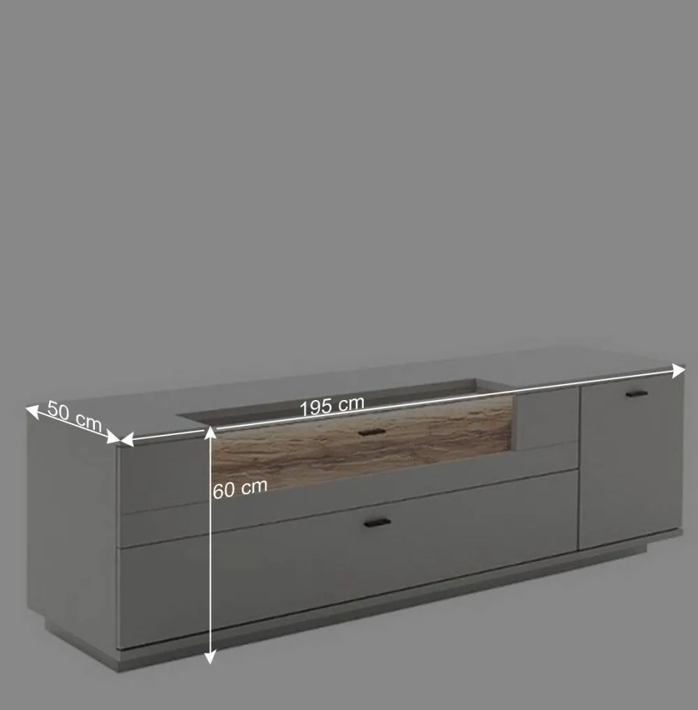 Wohnen Tv & Hifi-Möbel|Lowboards<TV Unterschrank in Lichtgrau mit Wildeiche - Apulco