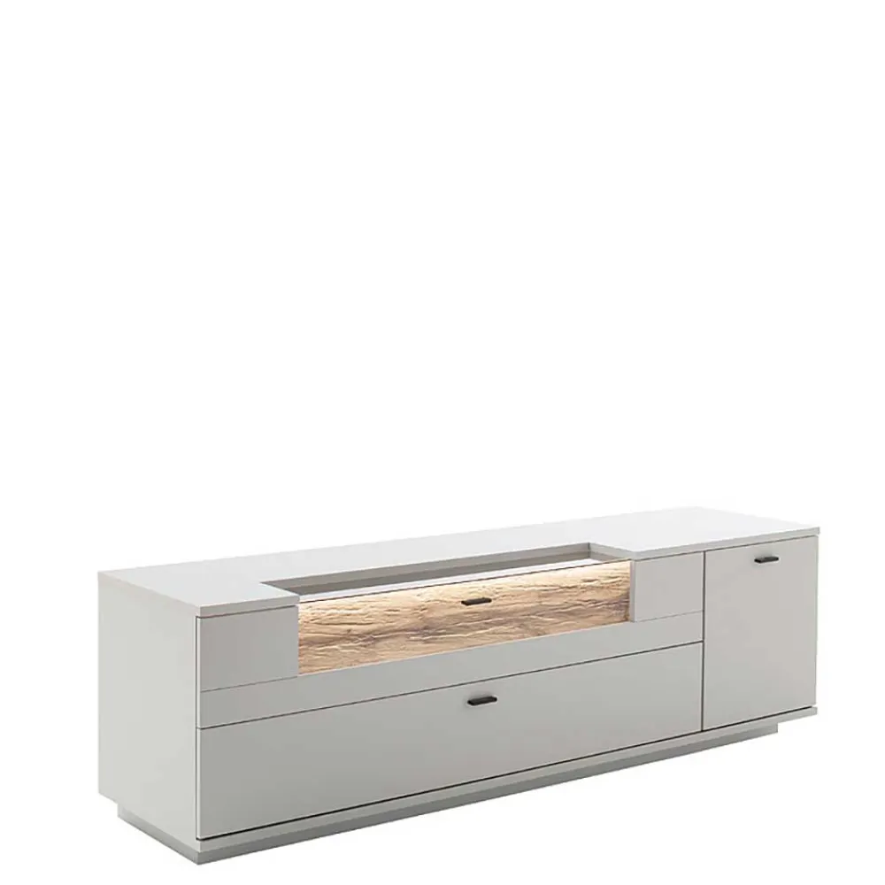 Wohnen Tv & Hifi-Möbel|Lowboards<TV Unterschrank in Lichtgrau mit Wildeiche - Apulco