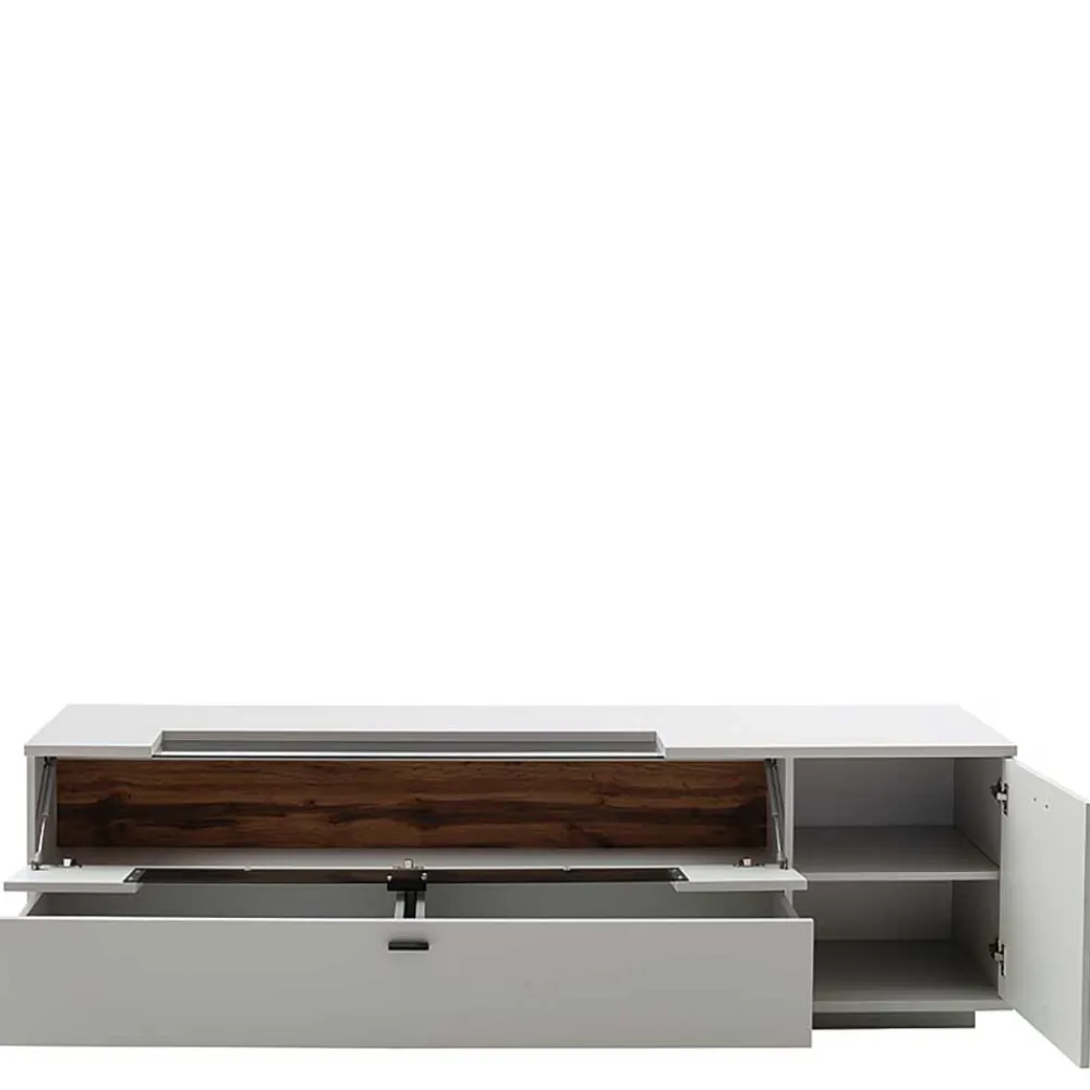 Wohnen Tv & Hifi-Möbel|Lowboards<TV Unterschrank in Lichtgrau mit Wildeiche - Apulco