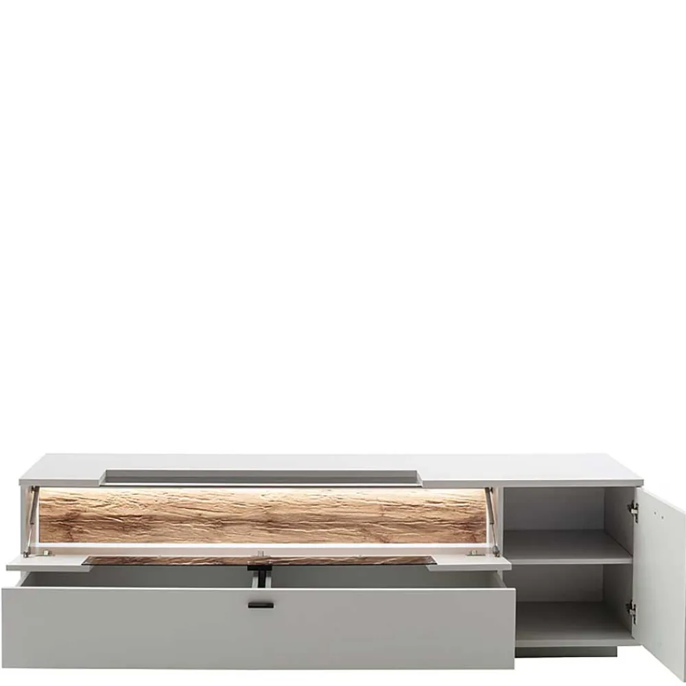 Wohnen Tv & Hifi-Möbel|Lowboards<TV Unterschrank in Lichtgrau mit Wildeiche - Apulco