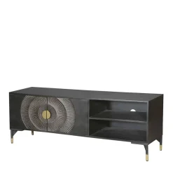 Wohnen Tv & Hifi-Möbel|Lowboards<TV Unterschrank in Schwarz mit Messing - Alkatar