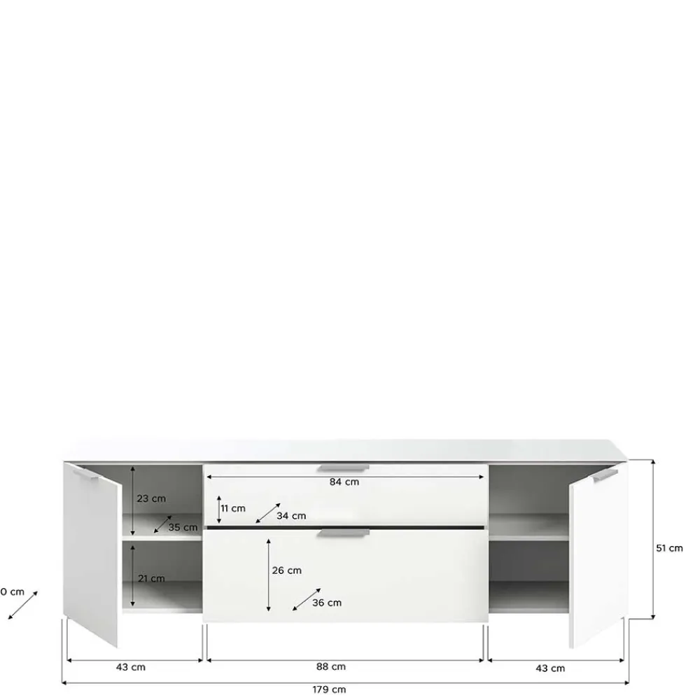 Wohnen Tv & Hifi-Möbel|Lowboards<TV Unterschrank in Weiß - Intiatos