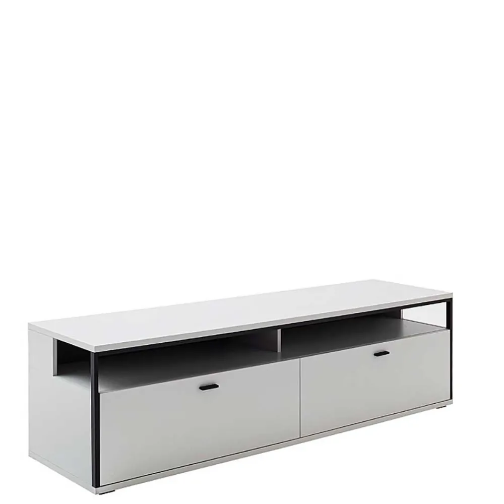 Wohnen Tv & Hifi-Möbel|Lowboards<TV Unterschrank in Weiß und Schwarzgrau - Loazin