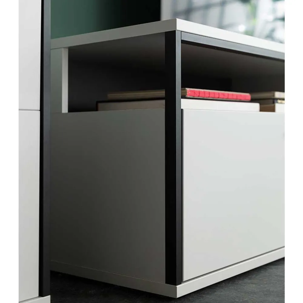 Wohnen Tv & Hifi-Möbel|Lowboards<TV Unterschrank in Weiß und Schwarzgrau - Loazin