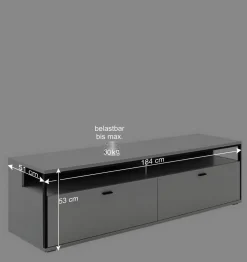 Wohnen Tv & Hifi-Möbel|Lowboards<TV Unterschrank in Weiß und Schwarzgrau - Loazin