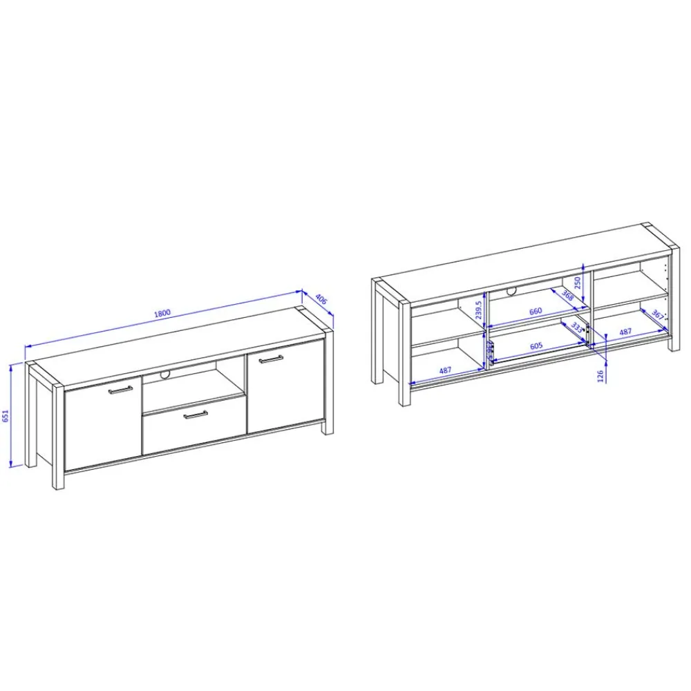 Wohnen Tv & Hifi-Möbel|Lowboards<TV Unterschrank mit 1,80 m Breite - Zavorra