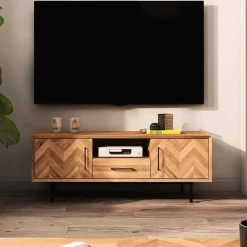 Wohnen Tv & Hifi-Möbel|Lowboards<TV Unterschrank mit Fischgrät Design Türen - Kerfa