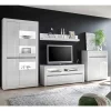 Wohnen Wohnwände<TV Wand in Weiß Hochglanz Mextra mit Dekor Beton Optik (vierteilig)