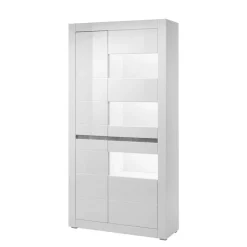 Wohnen Wohnwände<TV Wand in Weiß Hochglanz Mextra mit Dekor Beton Optik (vierteilig)
