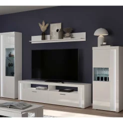 Wohnen Wohnwände<TV Wohnwand Möbel mit LED Set - Gomata (vierteilig)