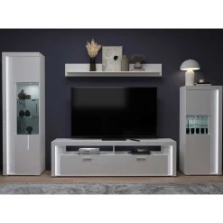 Wohnen Wohnwände<TV Wohnwand Möbel mit LED Set - Gomata (vierteilig)