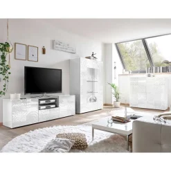 Wohnen Wohnwände<TV Wohnwand Schränke in Weiß - Vascaub (dreiteilig)