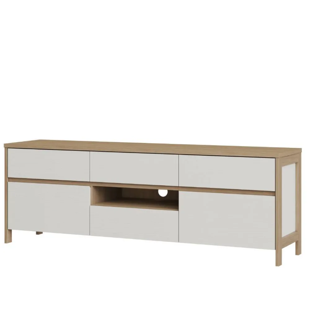 Wohnen Tv & Hifi-Möbel|Lowboards<TV-Board in Weiß und Eiche Dekor - Ovidio