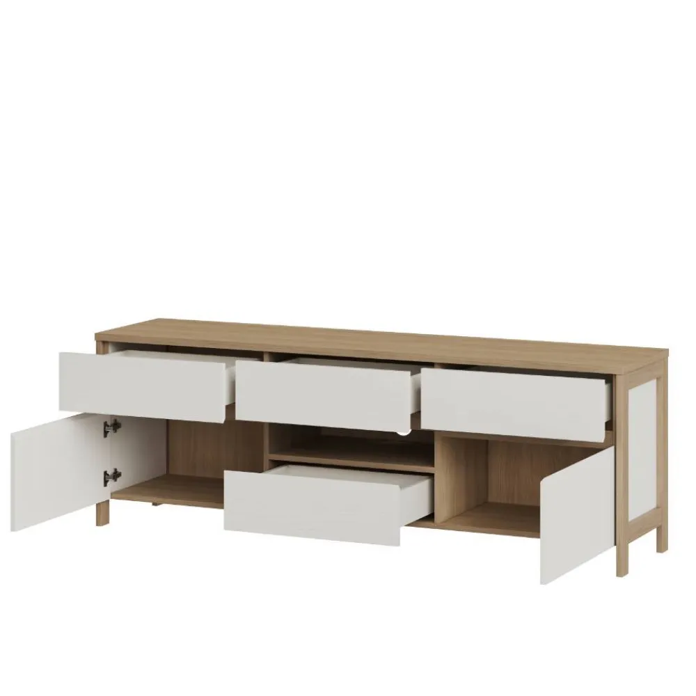 Wohnen Tv & Hifi-Möbel|Lowboards<TV-Board in Weiß und Eiche Dekor - Ovidio