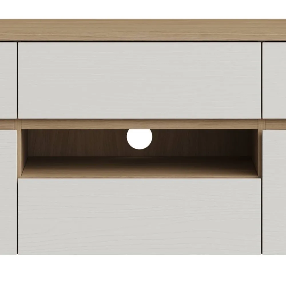 Wohnen Tv & Hifi-Möbel|Lowboards<TV-Board in Weiß und Eiche Dekor - Ovidio