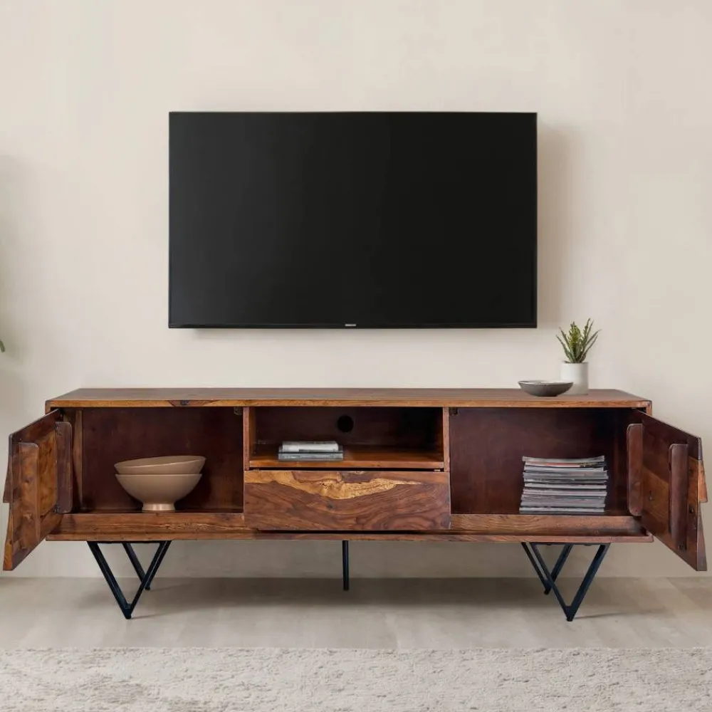 Wohnen Tv & Hifi-Möbel|Lowboards<TV-Lowboard aus Sheesham Massivholz - Jendras