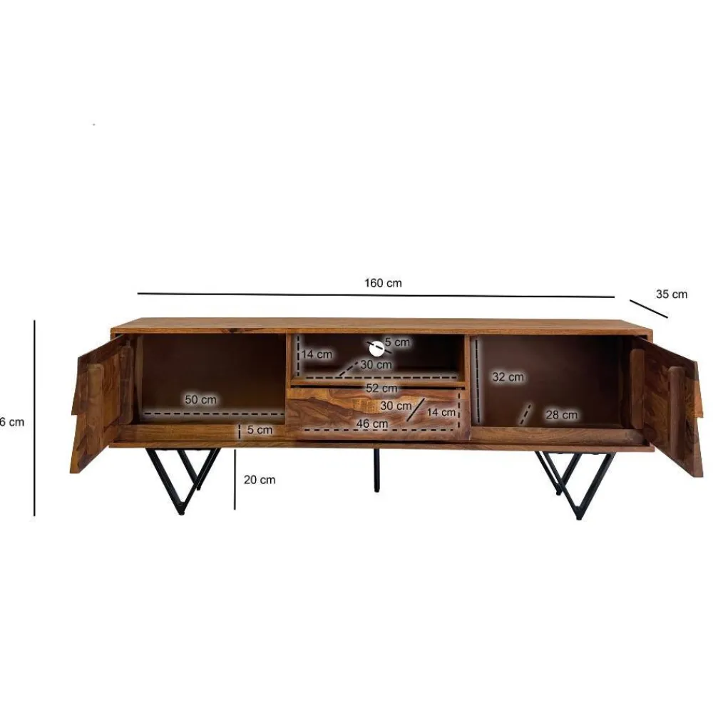 Wohnen Tv & Hifi-Möbel|Lowboards<TV-Lowboard aus Sheesham Massivholz - Jendras