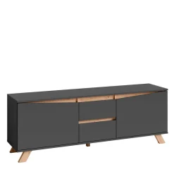 Wohnen Tv & Hifi-Möbel|Lowboards<TV-Lowboard in Anthrazit mit Wildeiche - Operatiu