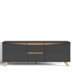 Wohnen Tv & Hifi-Möbel|Lowboards<TV-Lowboard in Anthrazit mit Wildeiche - Operatiu