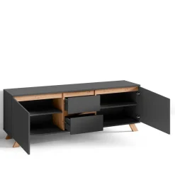 Wohnen Tv & Hifi-Möbel|Lowboards<TV-Lowboard in Anthrazit mit Wildeiche - Operatiu