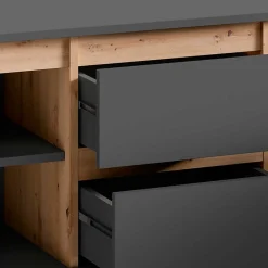 Wohnen Tv & Hifi-Möbel|Lowboards<TV-Lowboard in Anthrazit mit Wildeiche - Operatiu
