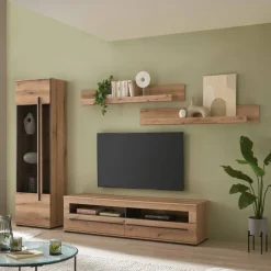 Wohnen Wohnwände<TV-Wohnwand in Holzoptik foliert - Brocus (vierteilig)