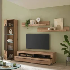 Wohnen Wohnwände<TV-Wohnwand in Holzoptik foliert - Brocus (vierteilig)