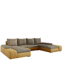 Wohnen Sofas<U-Design Wohnlandschaft in Beige und Ocker - Gravura