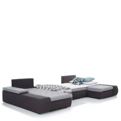 Wohnen Sofas<U-Design Wohnlandschaft in Beige und Ocker - Gravura