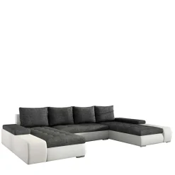 Wohnen Sofas<U-Design Wohnlandschaft in Dunkelgrau und Weiß - Alfonosso