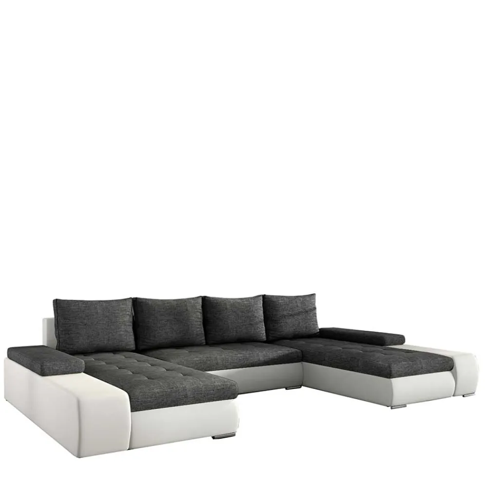 Wohnen Sofas<U-Design Wohnlandschaft in Dunkelgrau und Weiß - Alfonosso