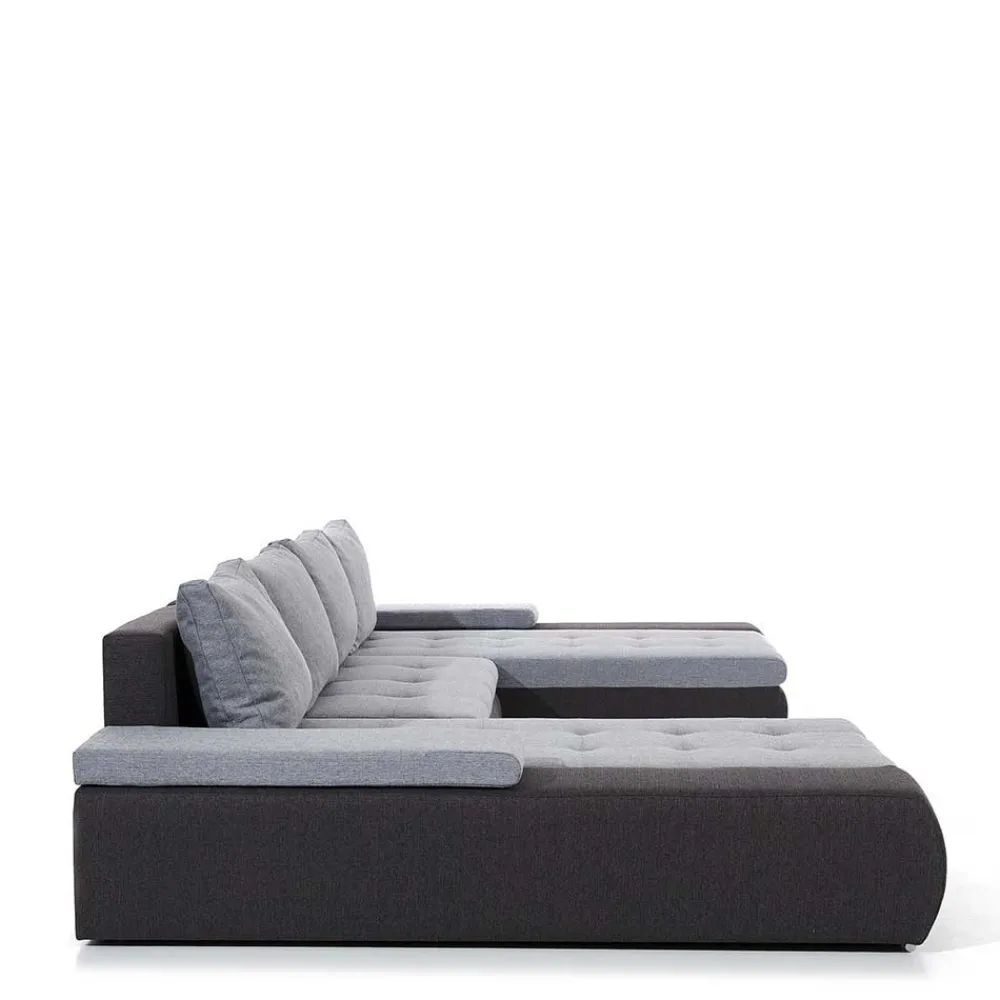 Wohnen Sofas<U-Design Wohnlandschaft in Dunkelgrau und Weiß - Alfonosso