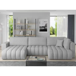 Wohnen Sofas<U-Form Wohnlandschaft in Hellgrau Chenille - Vapposia