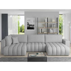 Wohnen Sofas<U-Form Wohnlandschaft in Hellgrau Chenille - Vapposia