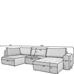 Wohnen Sofas<U-Form Wohnlandschaft in Hellgrau Chenille - Vapposia