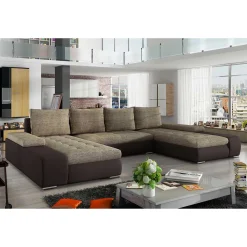 Wohnen Sofas<U-Schlafcouch in Beige und Dunkelbraun - Driften
