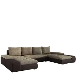 Wohnen Sofas<U-Schlafcouch in Beige und Dunkelbraun - Driften