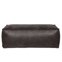Wohnen Hocker<Used Look Pouf aus Recyclingleder Castilian in Schwarz