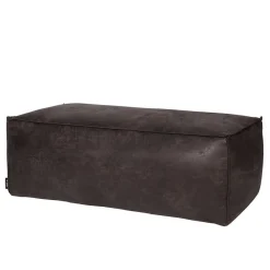 Wohnen Hocker<Used Look Pouf aus Recyclingleder Castilian in Schwarz