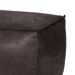 Wohnen Hocker<Used Look Pouf aus Recyclingleder Castilian in Schwarz