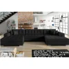 Wohnen Sofas<U-Sofa in Schwarz Kunstlederbezug - Bekasi