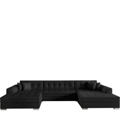 Wohnen Sofas<U-Sofa in Schwarz Kunstlederbezug - Bekasi