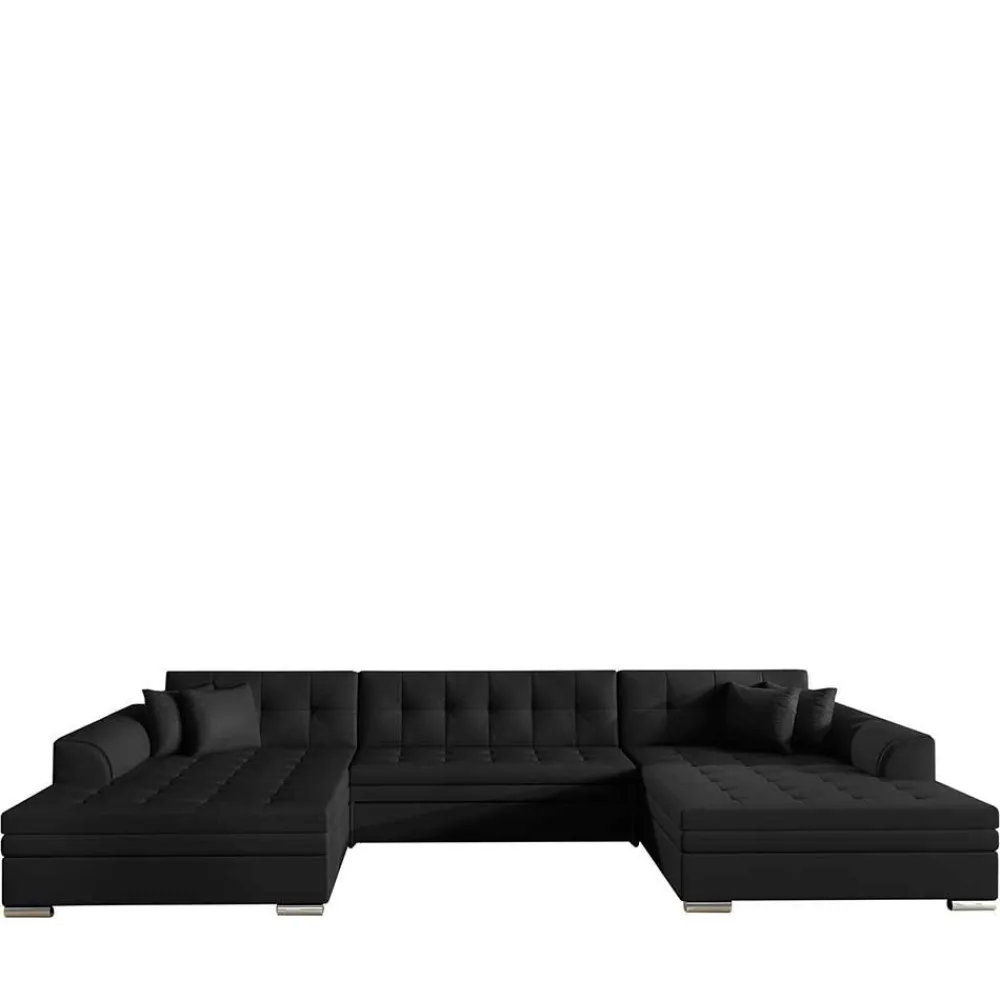 Wohnen Sofas<U-Sofa in Schwarz Kunstlederbezug - Bekasi