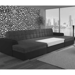 Wohnen Sofas<U-Sofa in Schwarz Kunstlederbezug - Bekasi