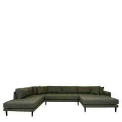 Wohnen Sofas<U-Wohnlandschaft aus Webstoff Olivgrün - Plodi