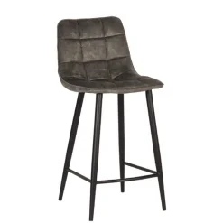 Wohnen Hocker|Stühle<Velours Barstühle in Dunkelgrün - Cremo (2er Set)