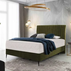 Wohnen Betten<Velours Boxspringbett in Oliv Grün - Prudenca